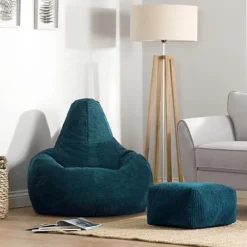 Icon Dalton Corduroy Bean Bag Chair & Pouffe Teal Green Recliner Bean Bags -DIY icon dalton corduroy bean bag chair pouffe teal green recliner bean bags5060760898014 03c MP