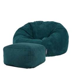 Icon Kingston Classic Corduroy Bean Bag & Pouffe Teal Green Bean Bag Chair -DIY icon kingston classic corduroy bean bag pouffe teal green bean bag chair5060760897932 04c MP