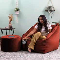Icon Natalia Velvet Armchair Bean Bag And Pouffe Set Terracotta Giant Bean Bag Chair -DIY icon natalia velvet armchair bean bag and pouffe set terracotta giant bean bag chair5060958972854 02c MP