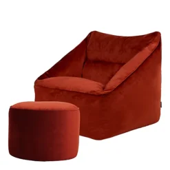 Icon Natalia Velvet Armchair Bean Bag And Pouffe Set Terracotta Giant Bean Bag Chair -DIY icon natalia velvet armchair bean bag and pouffe set terracotta giant bean bag chair5060958972854 03c MP