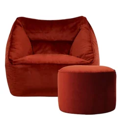 Icon Natalia Velvet Armchair Bean Bag And Pouffe Set Terracotta Giant Bean Bag Chair -DIY icon natalia velvet armchair bean bag and pouffe set terracotta giant bean bag chair5060958972854 04c MP