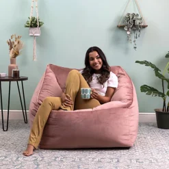 Icon Natalia Velvet Armchair Bean Bag Dusk Pink Giant Bean Bag Chair -DIY icon natalia velvet armchair bean bag dusk pink giant bean bag chair5060760899660 02c MP
