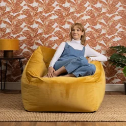 Icon Natalia Velvet Armchair Bean Bag Ochre Yellow Giant Bean Bag Chair -DIY icon natalia velvet armchair bean bag ochre yellow giant bean bag chair5060554745838 02c MP
