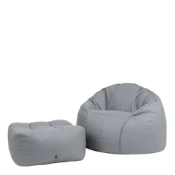 Icon Riviera Faux Leather Bean Bag Chair & Pouffe Grey -DIY icon riviera faux leather bean bag chair pouffe grey5060760890391 03c MP
