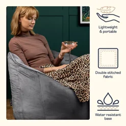 Icon Sirena Scallop Chair Bean Bag Charcoal Grey Velvet Bean Bags -DIY icon sirena scallop chair bean bag charcoal grey velvet bean bags5060760892074 04c MP