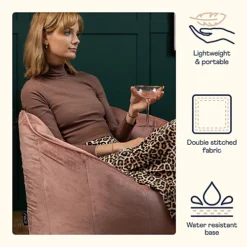 Icon Sirena Scallop Chair Bean Bag Dusk Pink Velvet Bean Bags -DIY icon sirena scallop chair bean bag dusk pink velvet bean bags5060958972267 04c MP