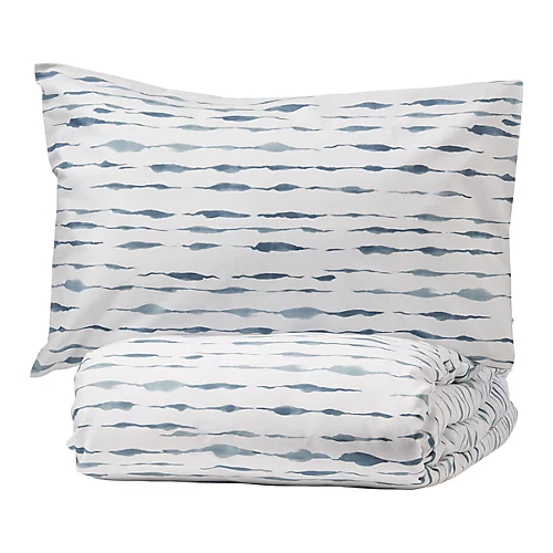 Joanne Striped Blue & White Double Duvet Cover & Pillow Case Set 3 Joanne Striped Blue & White Double Duvet Cover & Pillow Case Set