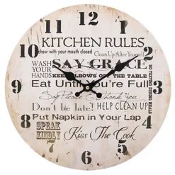 Kitchen Rules Wall Clock. Diameter 34 Cm