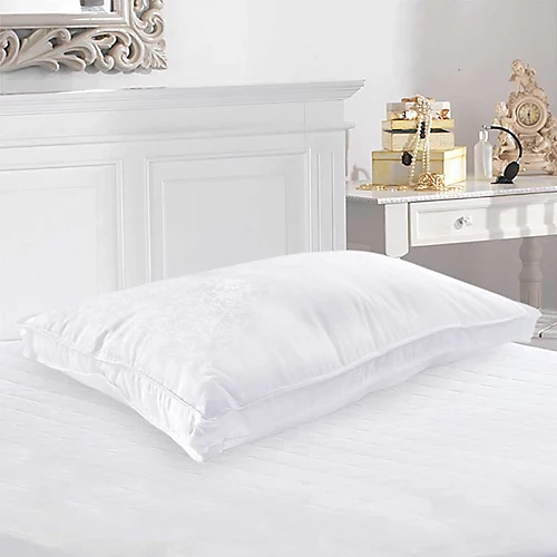 Lancashire Textiles 300 Thread Count Jacquard Cotton And Silk Blend Filling Box Pillow For Medium Support - Single Pillow 4 Lancashire Textiles 300 Thread Count Jacquard Cotton And Silk Blend Filling Box Pillow For Medium Support - Single Pillow - Image 2