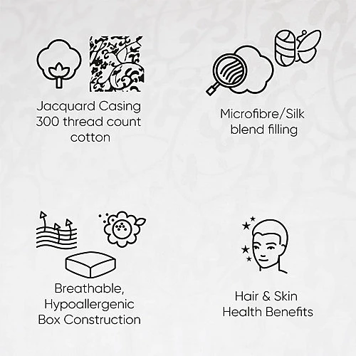 Lancashire Textiles 300 Thread Count Jacquard Cotton And Silk Blend Filling Box Pillow For Medium Support - Single Pillow 5 Lancashire Textiles 300 Thread Count Jacquard Cotton And Silk Blend Filling Box Pillow For Medium Support - Single Pillow - Image 3