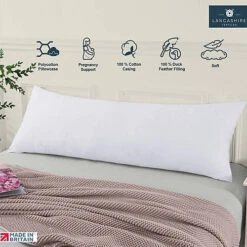 Lancashire Textiles Duck Feather Filled Bolster Pillow With 100% Cotton Casing And Free White Polycotton Pillowcase - Single -DIY lancashire textiles duck feather filled bolster pillow with 100 cotton casing and free white polycotton pillowcase single5055952407679 03c MP