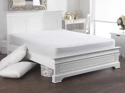 Lancashire Textiles Pure Cotton Mattress Protector With 100% Cotton Filling And Casing With 15" Skirt - Single