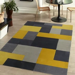 Lexus Block Grey & Yellow Rug 170cmx120cm