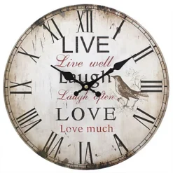 Live Laugh Love Wooden Wall Clock. 34 Cm