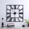 Livingandhome Black Modern Square Roman Numeral Silent Metal Wall Clock Decorative 59cm 2 Livingandhome Black Modern Square Roman Numeral Silent Metal Wall Clock Decorative 59cm -DIY livingandhome black modern square roman numeral silent metal wall clock decorative 59cm0735940281270 01c MP
