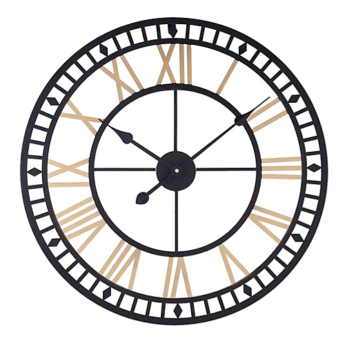 Livingandhome Industrial Round Large Decorative Roman Numeral Skeleton Metal Wall Clock 60cm 3 Livingandhome Industrial Round Large Decorative Roman Numeral Skeleton Metal Wall Clock 60cm