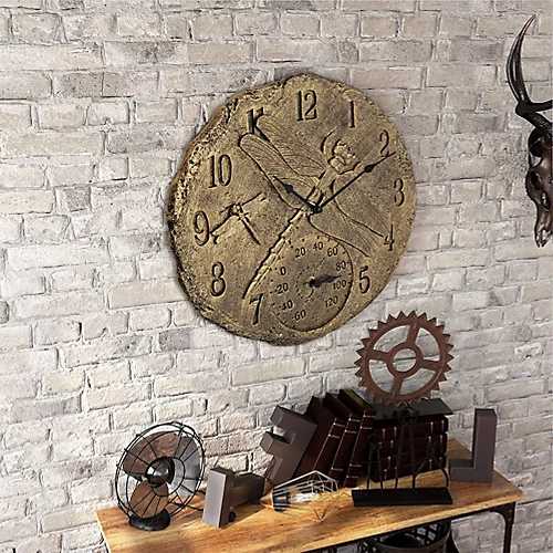 Livingandhome Resin Decorative Arabic Numerals Wall Clock With Thermometer 12 Inch 4 Livingandhome Resin Decorative Arabic Numerals Wall Clock With Thermometer 12 Inch - Image 2