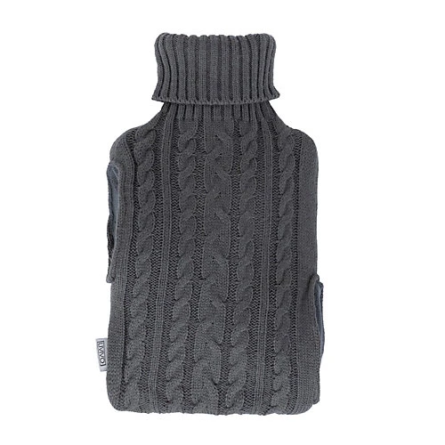 LIVIVO 2L Hot Water Bottle With A Removable Knitted Cover - With Built In Pockets, Natural Rubber & Faux Fur Warmer - Grey 3 LIVIVO 2L Hot Water Bottle With A Removable Knitted Cover - With Built In Pockets, Natural Rubber & Faux Fur Warmer - Grey