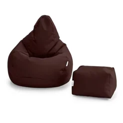 Loft 25 Bean Bag Gamer Chair Living Room Water Resistant Indoor Outdoor Beanbag, And Footstool Brown