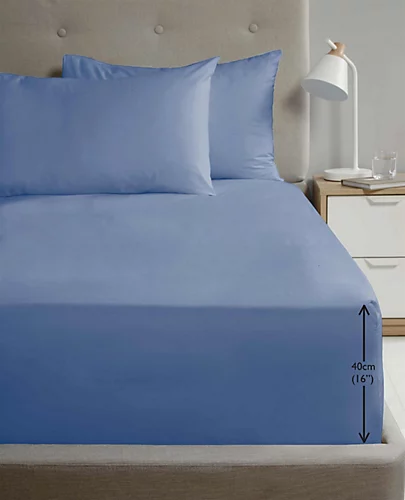 Luxury Super Soft Percale Plain 16" Deep Fitted Sheet Double Blue Fitted Sheet 3 Luxury Super Soft Percale Plain 16" Deep Fitted Sheet Double Blue Fitted Sheet