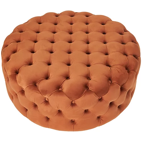 Make It A Home Anouska Orange Velvet Round Buttoned Pouffe 4 Make It A Home Anouska Orange Velvet Round Buttoned Pouffe - Image 2