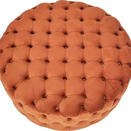 Make It A Home Anouska Orange Velvet Round Buttoned Pouffe 5 Make It A Home Anouska Orange Velvet Round Buttoned Pouffe - Image 3