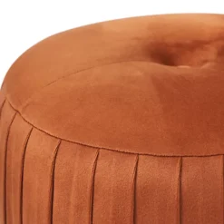 Make It A Home Appley Orange Pleated Velvet Double Stitched Button Cylinder Pouffe -DIY make it a home appley orange pleated velvet double stitched button cylinder pouffe5018207415928 04c MP
