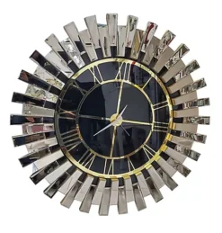 MiHOMEUK Cori Gear Black & Gold Wall Clock With Attached Wall Mount