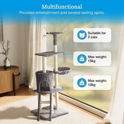 Milo & Misty Cat Tree, 46cm Cat Tower, Sisal Scratching Posts, Multi Level Cat House, Large Climbing Frame W/ Ladder And Hammock -DIY milo misty cat tree 46cm cat tower sisal scratching posts multi level cat house large climbing frame w ladder and hammock5060351498418 02c MP