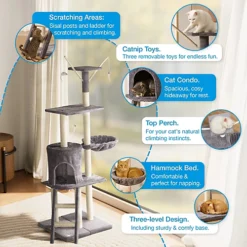 Milo & Misty Cat Tree, 46cm Cat Tower, Sisal Scratching Posts, Multi Level Cat House, Large Climbing Frame W/ Ladder And Hammock -DIY milo misty cat tree 46cm cat tower sisal scratching posts multi level cat house large climbing frame w ladder and hammock5060351498418 03c MP