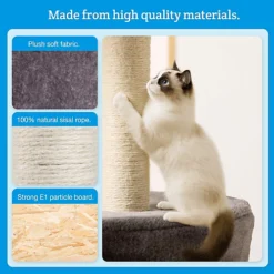Milo & Misty Cat Tree, 46cm Cat Tower, Sisal Scratching Posts, Multi Level Cat House, Large Climbing Frame W/ Ladder And Hammock -DIY milo misty cat tree 46cm cat tower sisal scratching posts multi level cat house large climbing frame w ladder and hammock5060351498418 04c MP