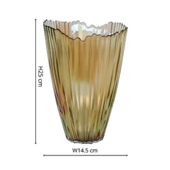 Mocha Rippled Glass Vase H25Cm W14.5Cm