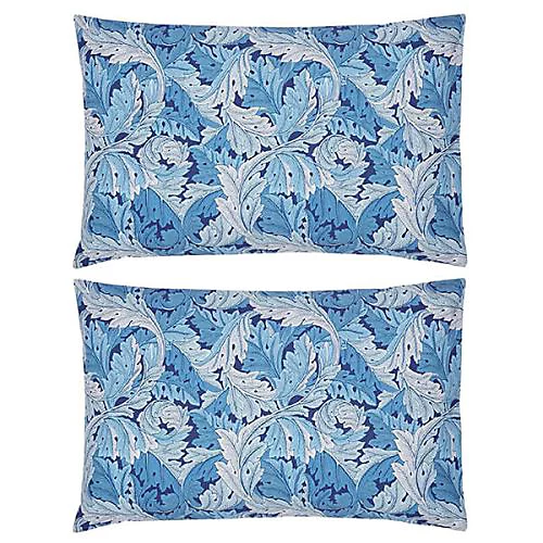 Morris & Co Acanthus Pair Of Standard Pillowcases Woad Blue 3 Morris & Co Acanthus Pair Of Standard Pillowcases Woad Blue