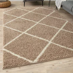 Myshaggy Collection Rugs Diamond Design In Beige 383 BI