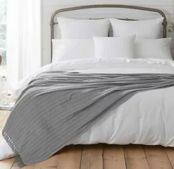 Nevni Pack Of 2 Decorative Rustic Cotton Throw Blanket With Fringes For Sofa, Bed, Armchair, Couch Settee 127 X 152 Cm - Grey -DIY nevni pack of 2 decorative rustic cotton throw blanket with fringes for sofa bed armchair couch settee 127 x 152 cm grey5060414799070 03c MP