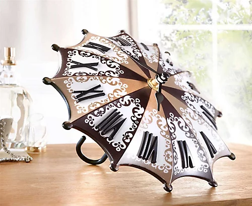 Novelty Umbrella Design Clock - Decorative Quartz Movement Clock With Large Roman Numerals - Measures 19cm Diameter 3 Novelty Umbrella Design Clock - Decorative Quartz Movement Clock With Large Roman Numerals - Measures 19cm Diameter