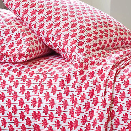 Novogratz Red Long Stem Lotus Fitted Sheet 3 Novogratz Red Long Stem Lotus Fitted Sheet