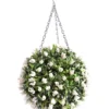 Pair Of Best Artificial 28cm Ivory White Tulip Hanging Basket Flower Topiary Ball - Weather & Fade Resistant -DIY pair of best artificial 28cm ivory white tulip hanging basket flower topiary ball weather fade resistant5060637302460 01c MP