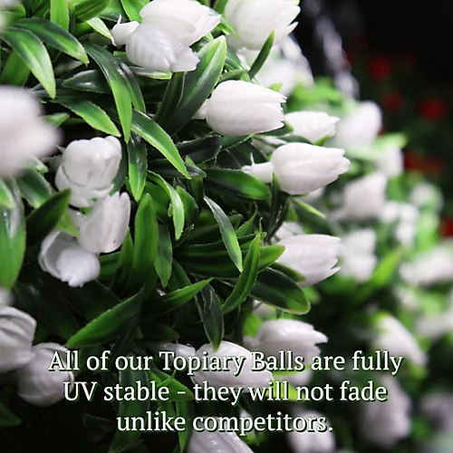 Pair Of Best Artificial 28cm Ivory White Tulip Hanging Basket Flower Topiary Ball - Weather & Fade Resistant 6 Pair Of Best Artificial 28cm Ivory White Tulip Hanging Basket Flower Topiary Ball - Weather & Fade Resistant - Image 4