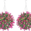 Pair Of Best Artificial 28cm Pink Lush Lavender Hanging Basket Flower Topiary Ball - Weather & Fade Resistant -DIY pair of best artificial 28cm pink lush lavender hanging basket flower topiary ball weather fade resistant5060256542360 01c MP