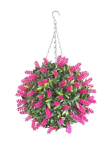 Pair Of Best Artificial 28cm Pink Lush Lavender Hanging Basket Flower Topiary Ball - Weather & Fade Resistant 4 Pair Of Best Artificial 28cm Pink Lush Lavender Hanging Basket Flower Topiary Ball - Weather & Fade Resistant - Image 2