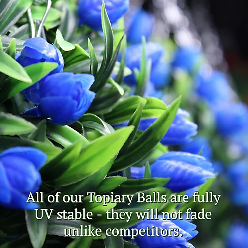 Pair Of Best Artificial 38cm Blue Lush Tulip Hanging Basket Flower Topiary Ball - Weather & Fade Resistant 6 Pair Of Best Artificial 38cm Blue Lush Tulip Hanging Basket Flower Topiary Ball - Weather & Fade Resistant - Image 4