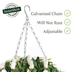 Pair Of Best Artificial 38cm White Lush Tulip Hanging Basket Flower Topiary Ball - Weather & Fade Resistant -DIY pair of best artificial 38cm white lush tulip hanging basket flower topiary ball weather fade resistant5060637302477 03c MP
