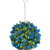 Pair Of Best Artificial Outdoor 24cm Blue Tulip Hanging Basket Flower Topiary Ball - Weather & Fade Resistant -DIY pair of best artificial outdoor 24cm blue tulip hanging basket flower topiary ball weather fade resistant5060637302422 01c MP