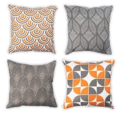 Penguin Home 100% Cotton Set Of 4 Tessellated Double Sided Square Cushion Covers