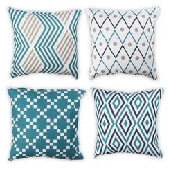 Penguin Home 100% Cotton Tessellated Double Sided Square Cushion Covers - (Set Of 4)