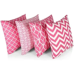 Penguin Home Set Of 4 - Decorative Geometric Pattern Double Sided Square Cushion Covers
