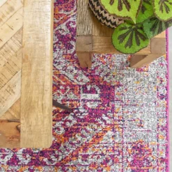 Pink Grey Bordered Geometric Distressed Area Rug 160x230cm -DIY pink grey bordered geometric distressed area rug 160x230cm5059815597569 03c MP