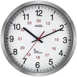 Radio Controlled Wall Clock (Official UK & Ireland Version), Premium Quality, Silver Aluminium Case 30cm,