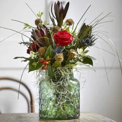 Red Glass Vase, Honeycomb Textured Design. Wide Base, Ideal For Floral Arrangements Or Decorative Use. Height 20 Cm, Width 17 Cm. -DIY red glass vase honeycomb textured design wide base ideal for floral arrangements or decorative use height 20 cm width 17 cm 5024242158737 03c MP